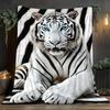 Custom White Tiger Blanket Personalized Name Big Cat Fleece Throw Soft Warm All Season Home Decor Gif