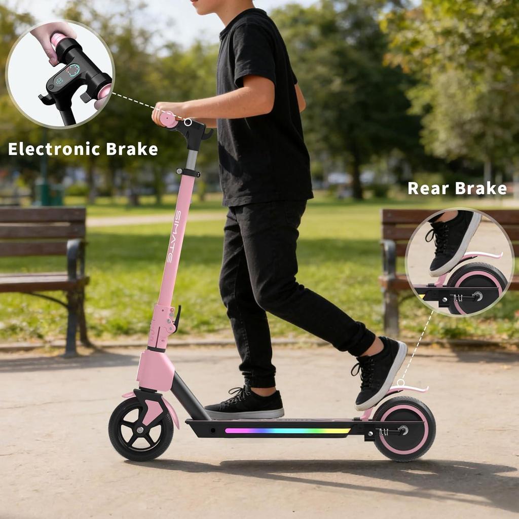 Monopattino Elettrico per Bambini dai 6 ai 14 Anni, 3 Altezze Regolabili, Display e Luci a LED, Pieghevole, Velocità Sicura 8-14 km/h