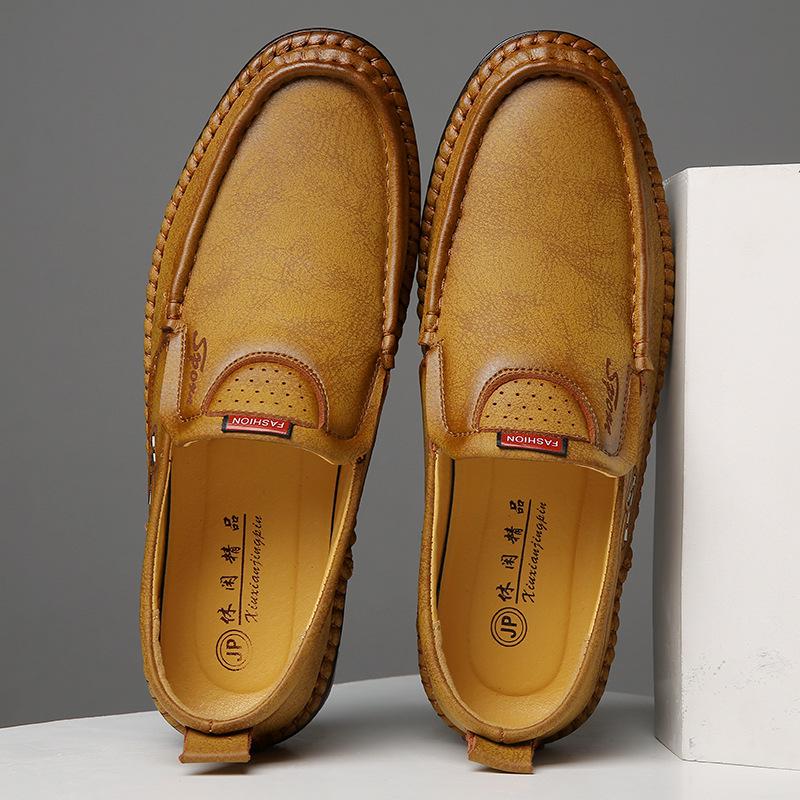 

Чоловічі дихаючі мокасини: Повсякденне взуття з м’якої підошви, нековзка волова шкіра для весни та осені 42 хакі