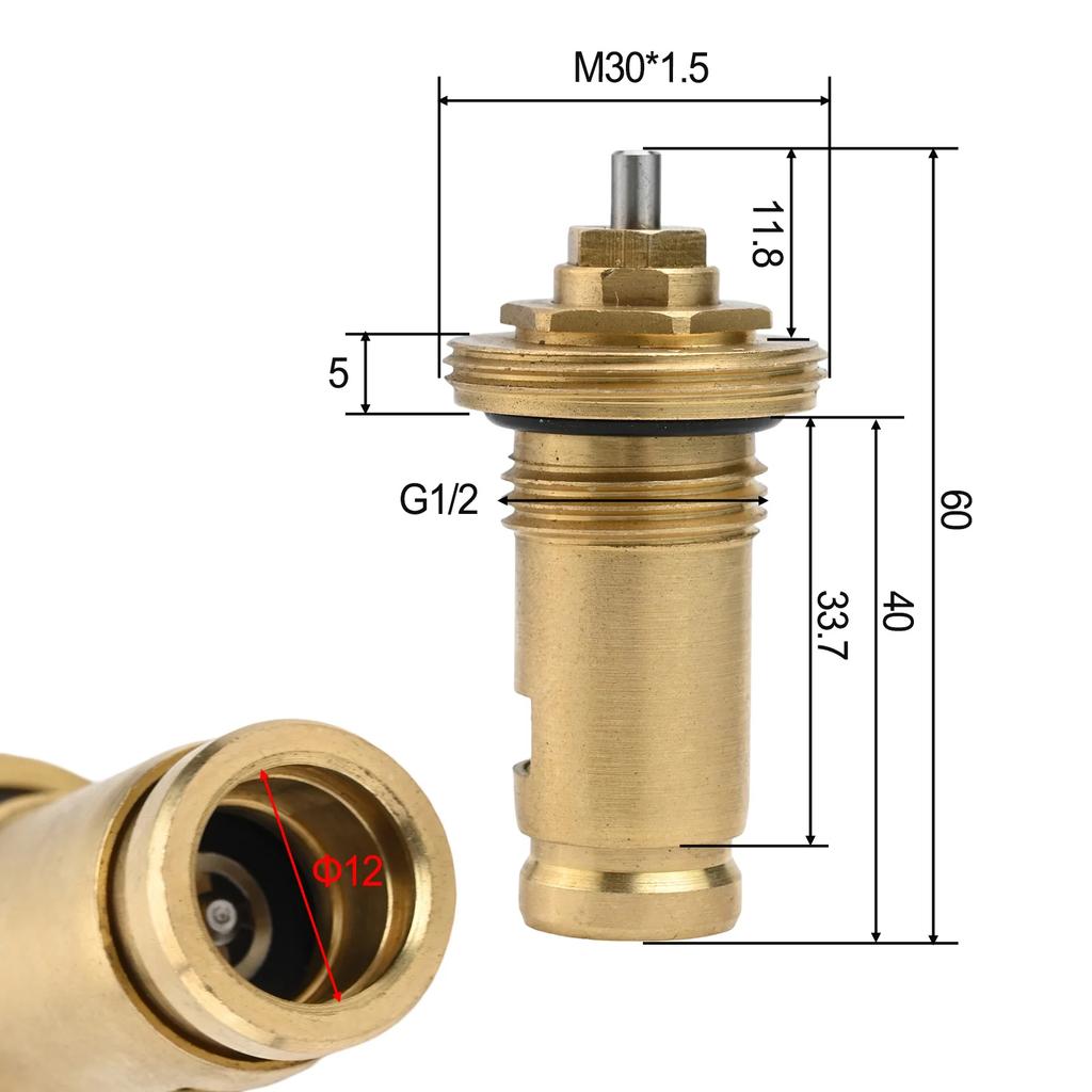 Radiator Valve Insert M30 X 1.5 Valve Thermostat Insert 1/2 Inch G1/2 Threaded Power Tools Replacement Radiator Valve