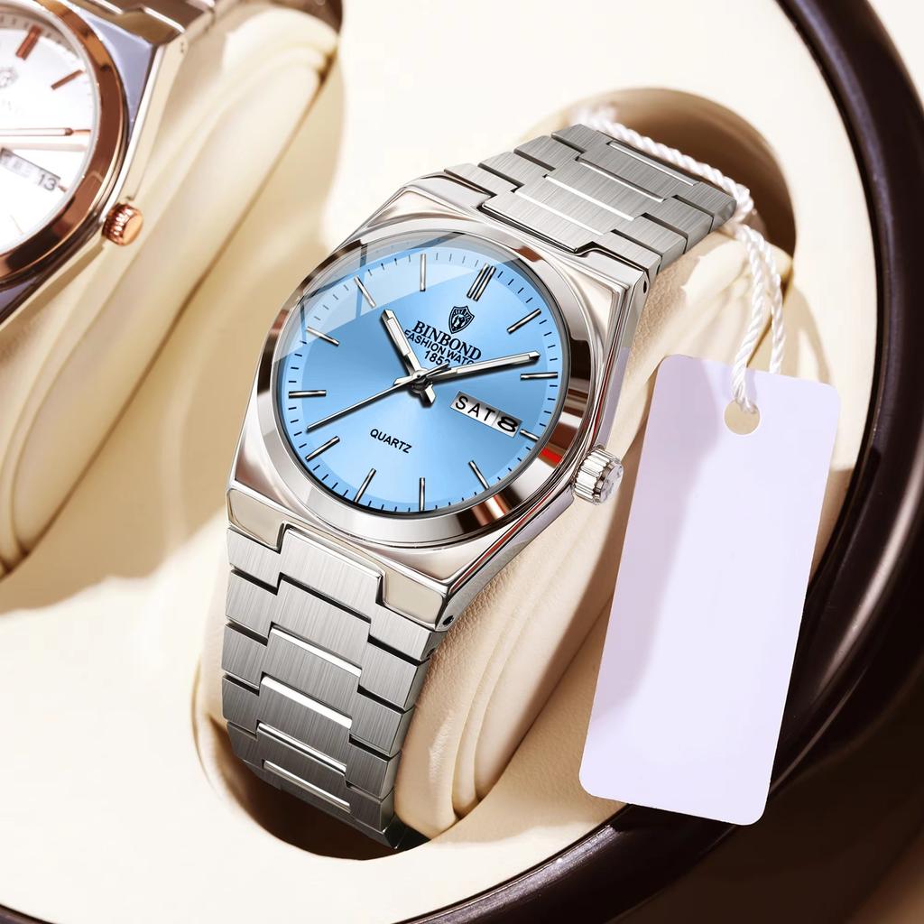 Luxury Business Quartz Men Wristwatch Waterproof Luminous Date Week Male Watch Stainless Steel Women Watches