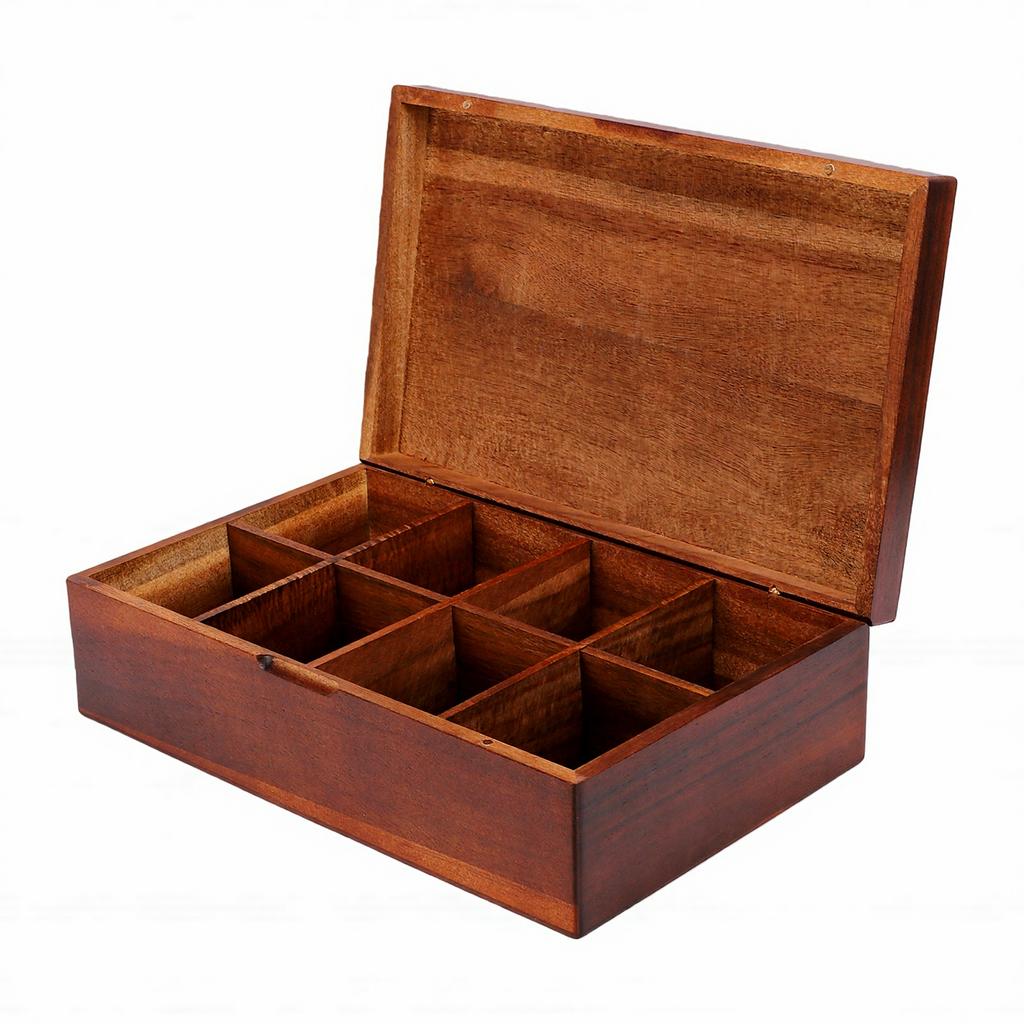 Tea Bag Box Multi Compartments Flip Lid Wooden Tea Bag Organizer Teabag Holder for Kitchen Office