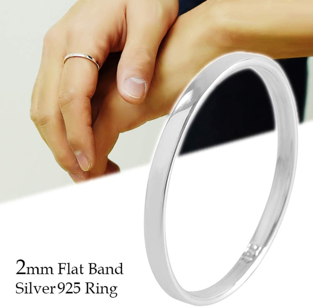 Gin no 2mm Wide Plain Silver 925 Simple Sizes Unisex [Shinjuku Kura] Ring, 3-28.5 (Size 7), Flat, Slim,