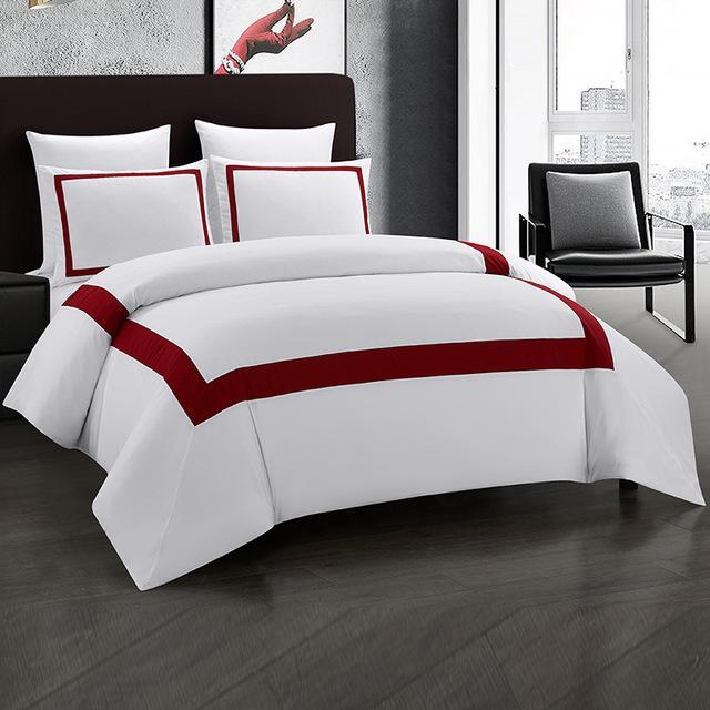 

45Bedding Set Red Double Bed Luxury Stitching Comforter Bedding Sets Geometric Bed Linen Set BE47001 EU king220x240cm-3p