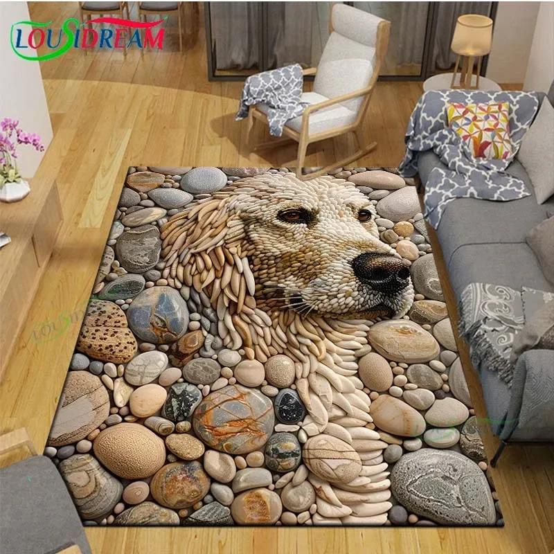 3D Lustige Kieselstein Dekor Teppich für Außenbalkon Garten Couchtisch Schlafzimmer Bereichsteppiche Küche Rutschfeste Fußmatte Teppich Geschenk
