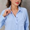 European and American women's clothing loose pure cotton striped women's clothing shirt work shirt casual long-sleeved shirt