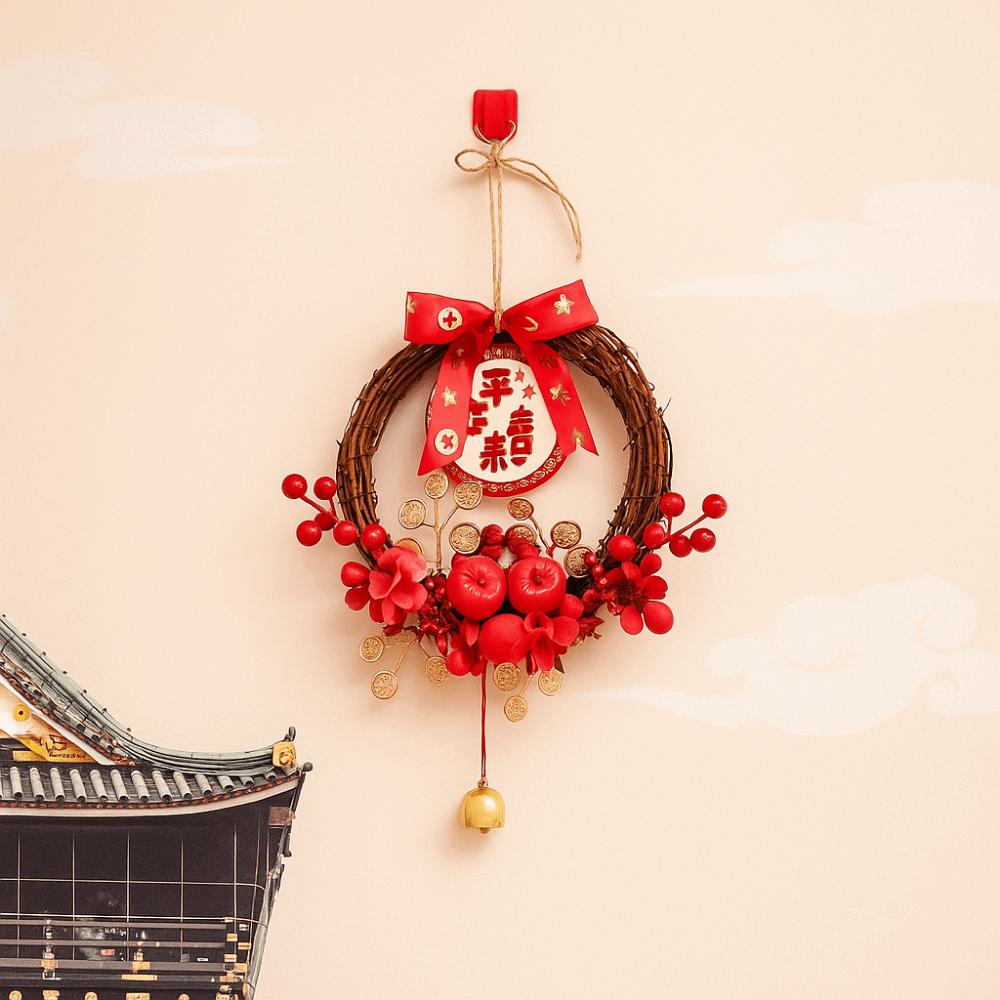 Traditioneller chinesischer Neujahrskranz Exquisiter Hängekranz Künstlicher Blumenkranz Wand