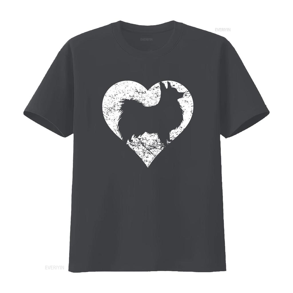 Distressed Gothic Wolf Heart Silhouette Print Streetwear Casual T Shirt Vintage Washed Fashion Versatile Soft