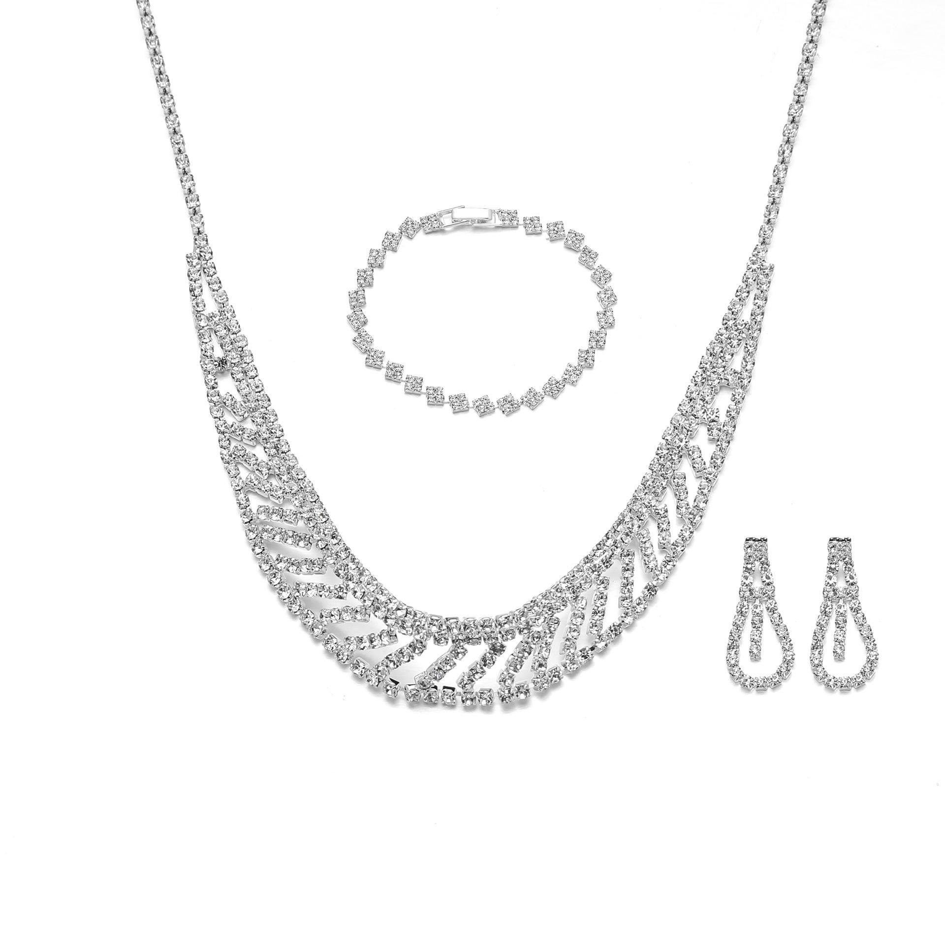 

Ожерелье со стразами, свадебное платье, серьги с бриллиантами, ожерелье, аксессуары для ужина, комплект ювелирных изделий