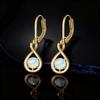 Eight-character Opal Ear Buckle Femininity Earrings Pendant Kyocera Opal Copper Plated Real Gold High-quality Jewelry