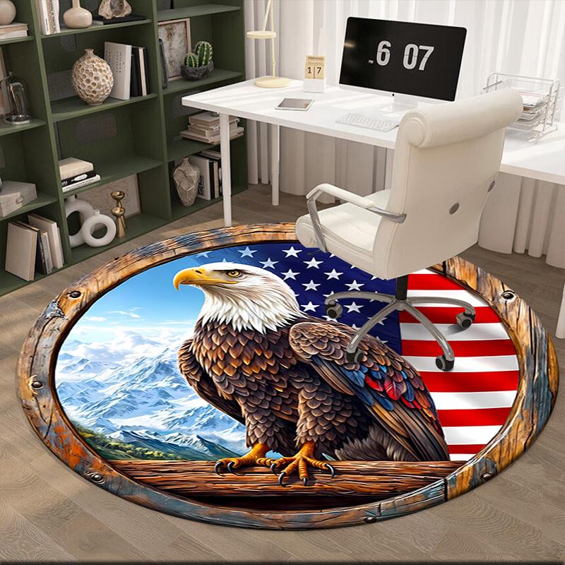 1pc American Bald Eagle Poster Round carpet Painted Printed circular carpet, home door mat, outdoor travel protection carpet