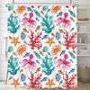 Dolphin Shower Curtain Blue Underwater World Marine Life Polyester Fabric Kids Ocean Theme Bathroom Curtain Decor with Hooks