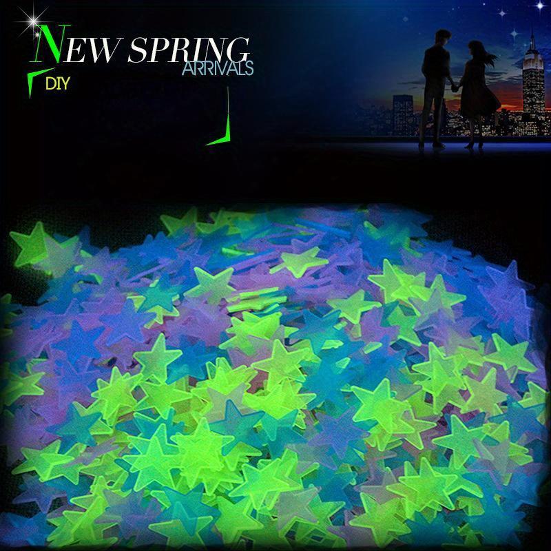 50pcs 3D Starlight Glow-in-the-Dark Stickers 3.8cm/1.5 inch DIY Decoration Glow-in-the-Dark Wall Stickers