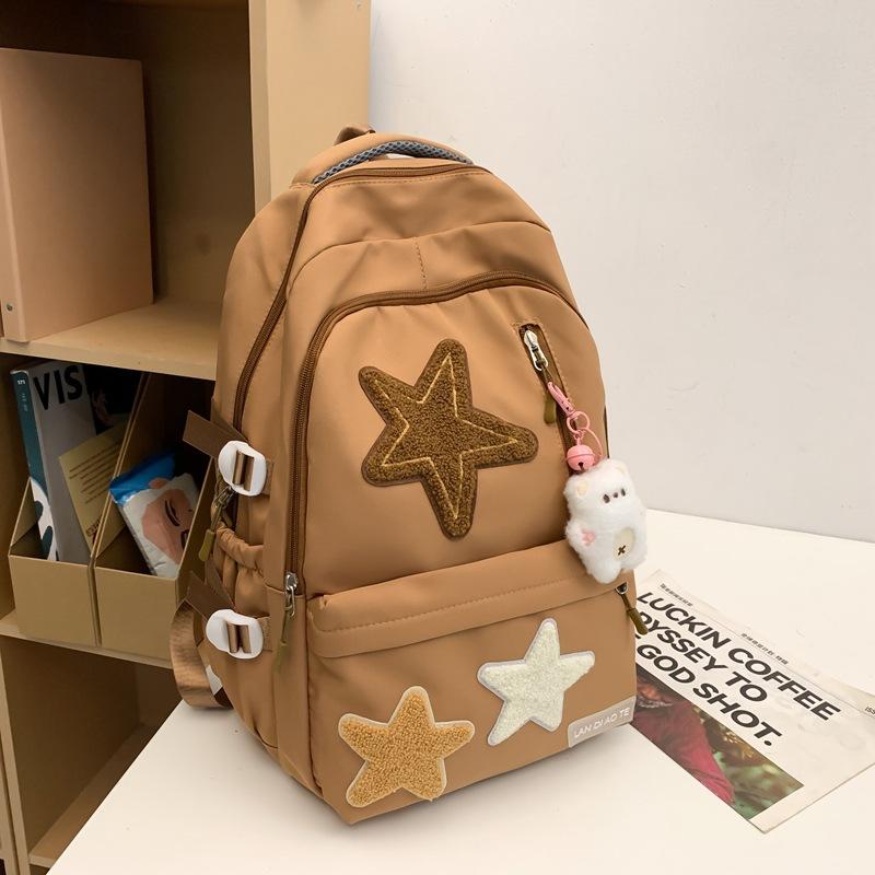 American Retro Schoolbag Female College Student Cute Star Backpack Large Capacity Junior High School Student Travel Backpack Tide