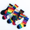 1 Pairs Rainbow Socks for Kids Spring Summer Colourful Stripe Breathable Cotton Girls Boys Tube Socks School Long Socks 1-8 Year
