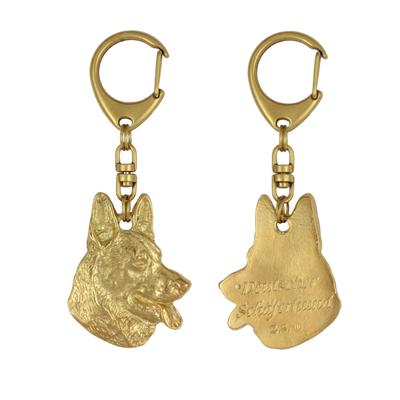 German Shepherd Dog, Alsatian Wolf Dog - Gilded Key Ring with Dog, Handbag Decoration, Luxury Accessory by Brand