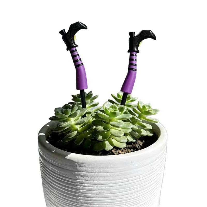 Gestreifte Bein-Blumentopf-Akzente für Halloween, 1 Paar Einsteck-Accessoire mit Stiel zur Verwendung für Pflanzgefäße und Regal-Szenen