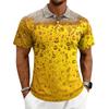 Men's Casual Printed Polo Shirt Short Sleeve Turn Down Collar Button Up Top with Graphic Pattern for Everyday Wear