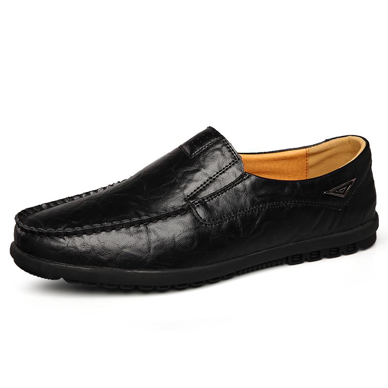 Zapatos de cuero de alta calidad para hombre, mocasines suaves, mocasines planos de marca de moda.