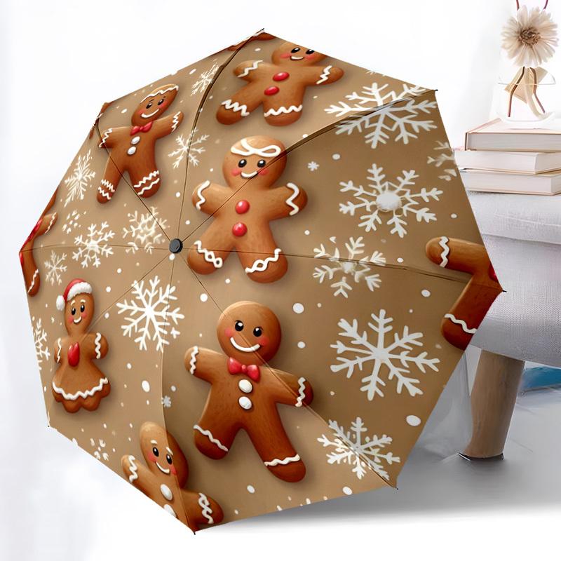 

1pc Gingerbread Man Cookies Automatic Folding Umbrella Durable Iron Frame,All Seasons Home Travel Outdoor Multifunctional Umbrella yy251115147