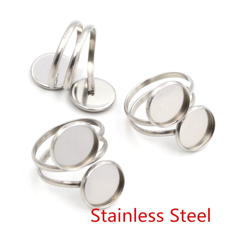 5pcs 12mm Stainless Steel Gold Plated Adjustable Ring Settings Blank Base,Fit 12mm Glass Cabochons Buttons Ring Bezels