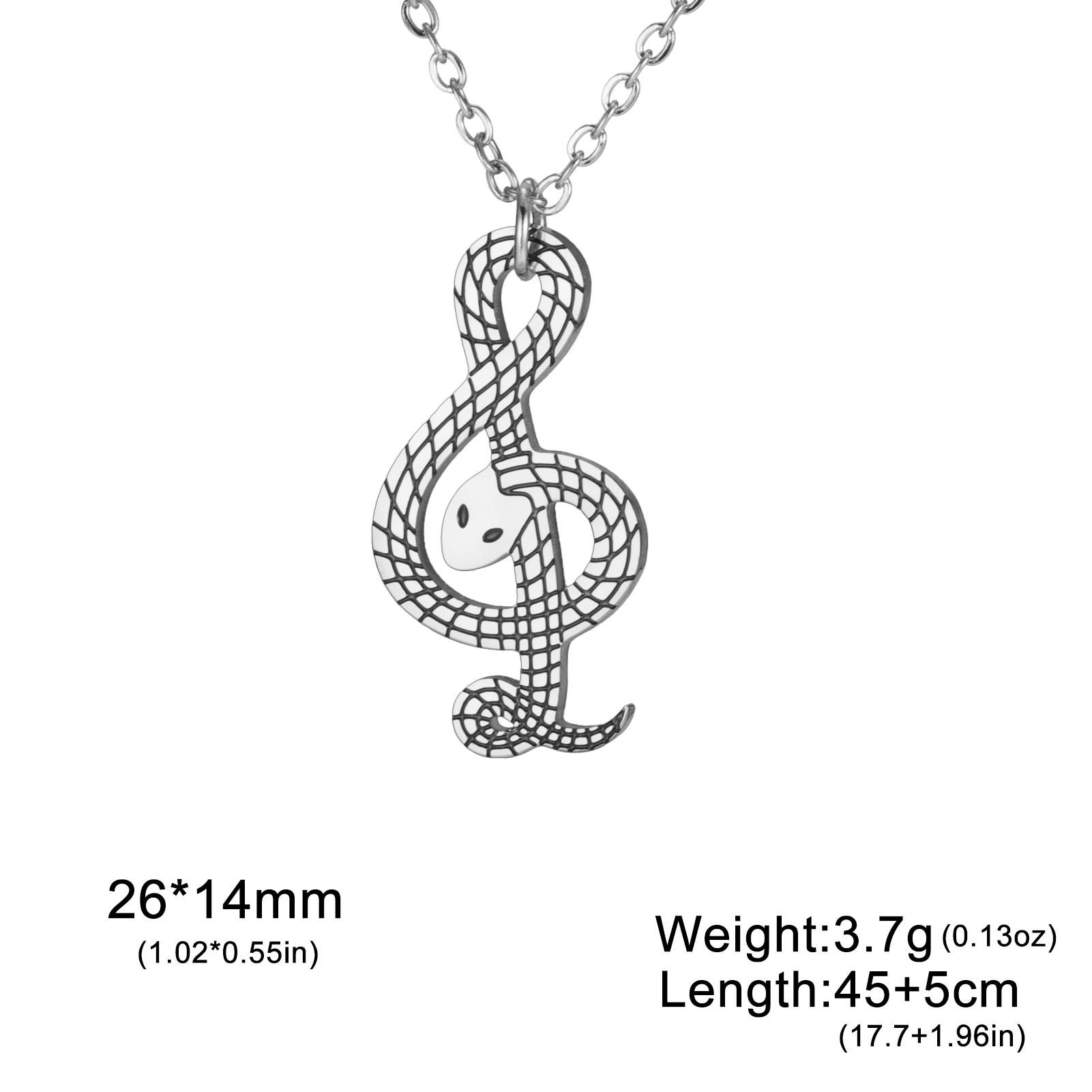 

My Shape Gothic Snake Pendant Necklaces Stainless Steel Women Men Chain Gold Plated Animal Necklace Music Note Jewelry Gifts