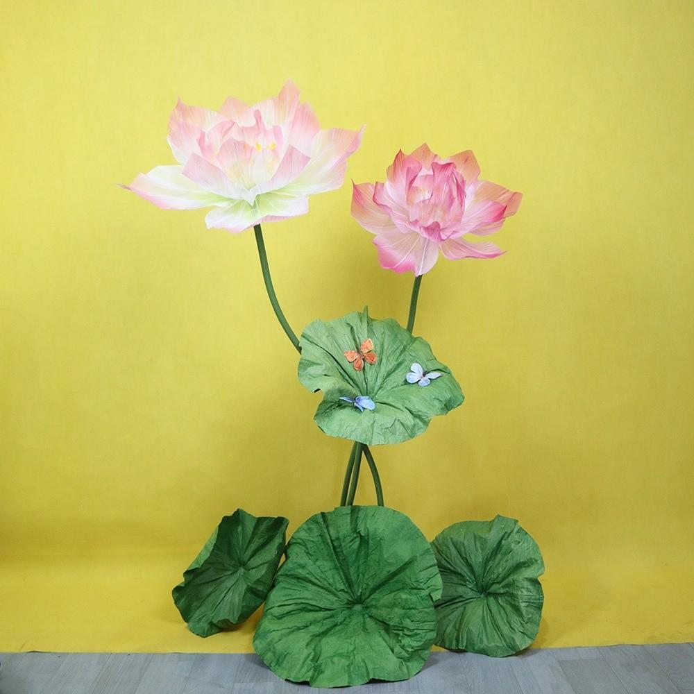 40/60cm Simulation Lotus Giant Buddha Water Lily Artificial Flower Lotus Leaf Lotus Pond Decoration Wedding Decoration