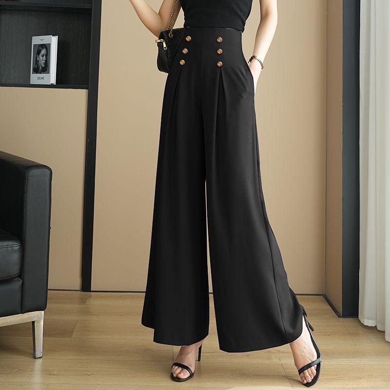 2026 Fashionable High-Waisted Wide-Leg Culottes: Summer Loose-Fit Long Pants for Women