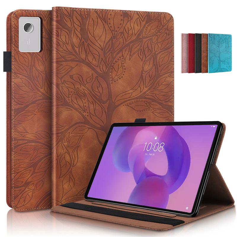 Funda for Lenovo Idea Tab Plus 12.1 Case Tb361fu Emboss Tree PU Leather Wallet Flip Cover for Xiaoxin Pad 12.1 Inch Tb365fc Case
