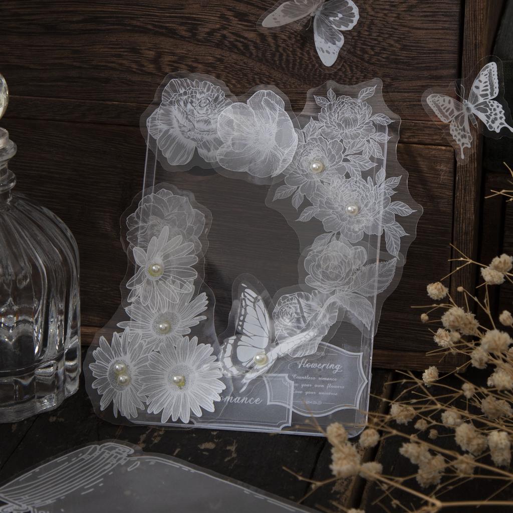 40 Pcs Lace Bottle Stickers Pack Journal Supplies Notebook DIY Background Decor Scrapbook Stickers Aesthetic Stationery