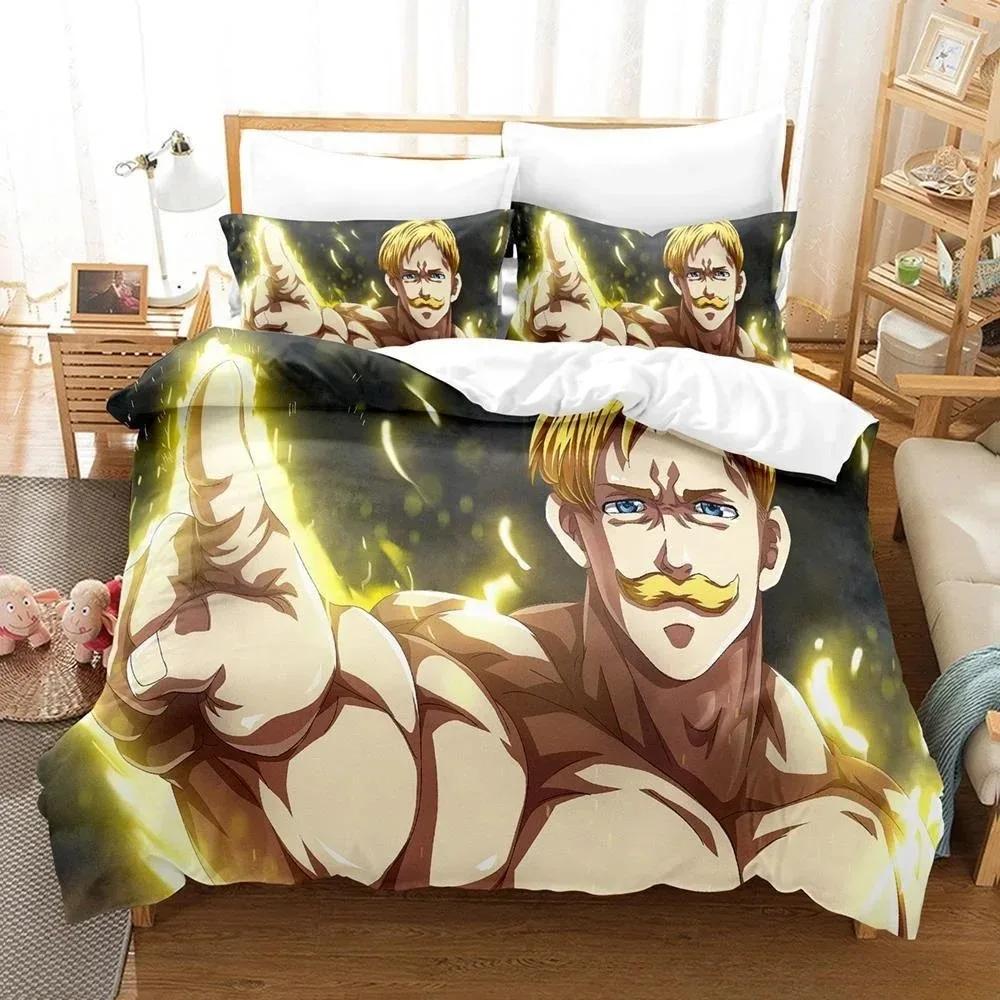 3D Anime Escanor The Seven Deadly Sins Bedding Set Printed With Pillowcase Bed Duvet Cover Soft Queen King Size Bedclothes Home