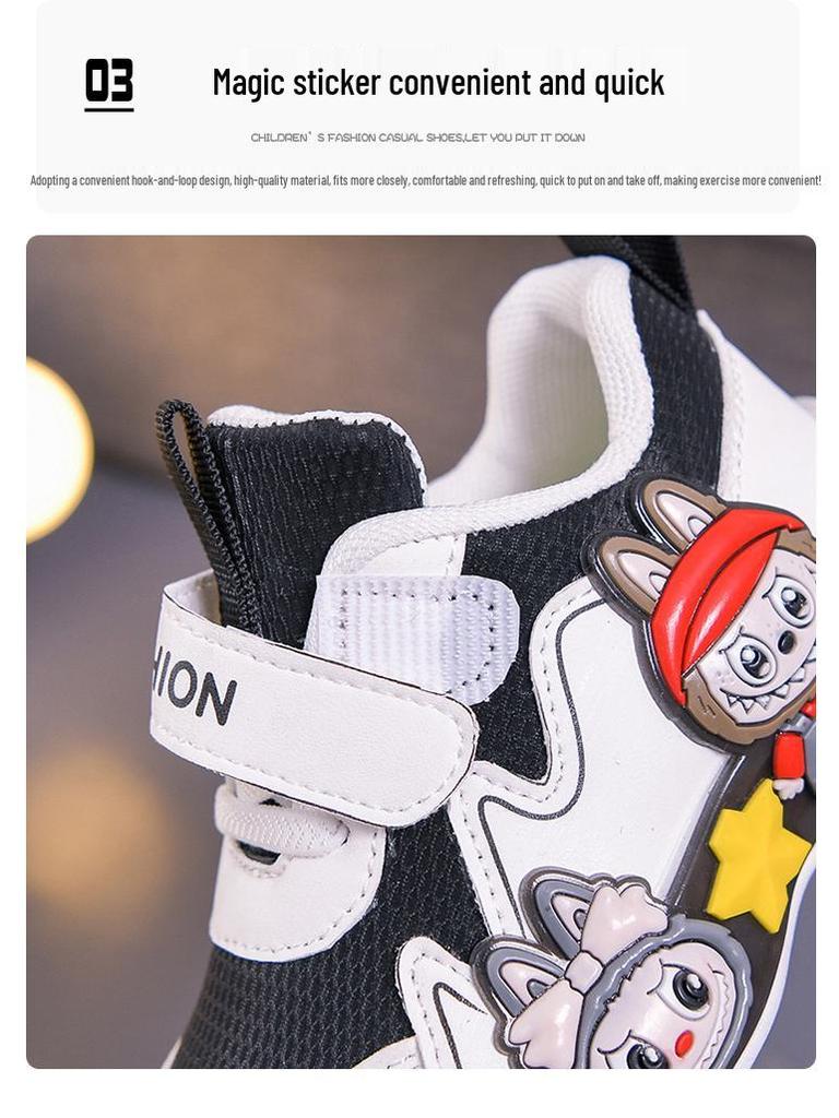 2025 Cartoon Toddler Sports Shoes: Korean-Style Leather Running & Casual Shoes for Boys, Spring/Autumn