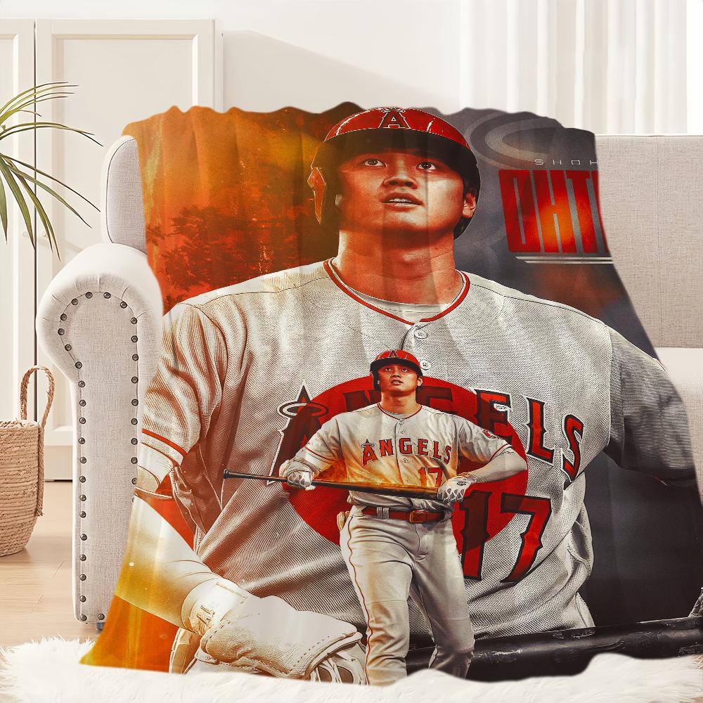 Baseballspieler Star Decke Plüsch Nickerchen S-Shohei Sofateppich für O-Ohtani Wohnzimmer Büro Schlafzimmer Geburtstag Zuhause Reise Kinder Geschenke