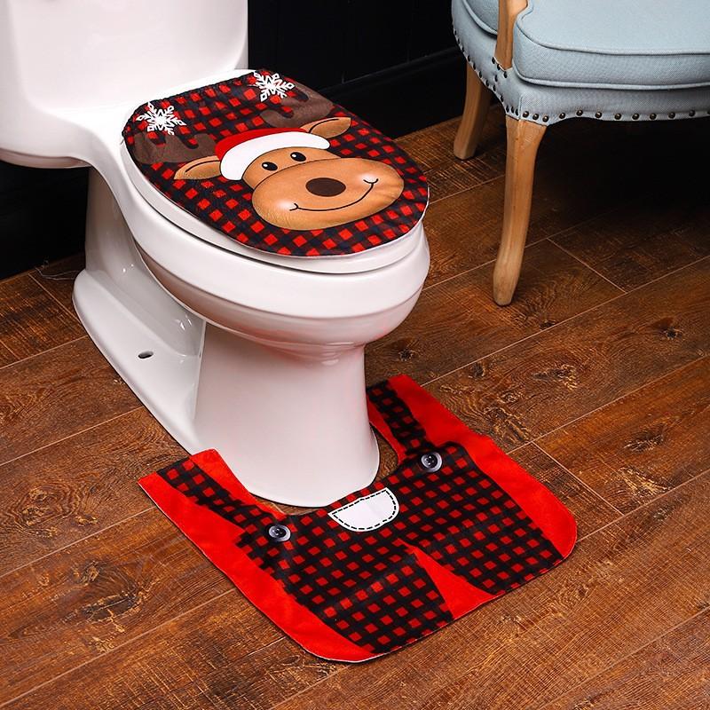 Christmas decoration supplies creative cartoon old man snowman toilet cover decoration two-piece hotel home decoration