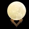 Moon Night Lamp USB Rechargeable Dual Colors Lighting Moon Light Ball with Wooden Stand for Home Bedroom 8cm