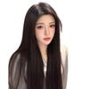 Women's Long Forehead Lace Wig with Natural Bangs - Fashionable Straight Hair, Full Coverage, Middle Parting.