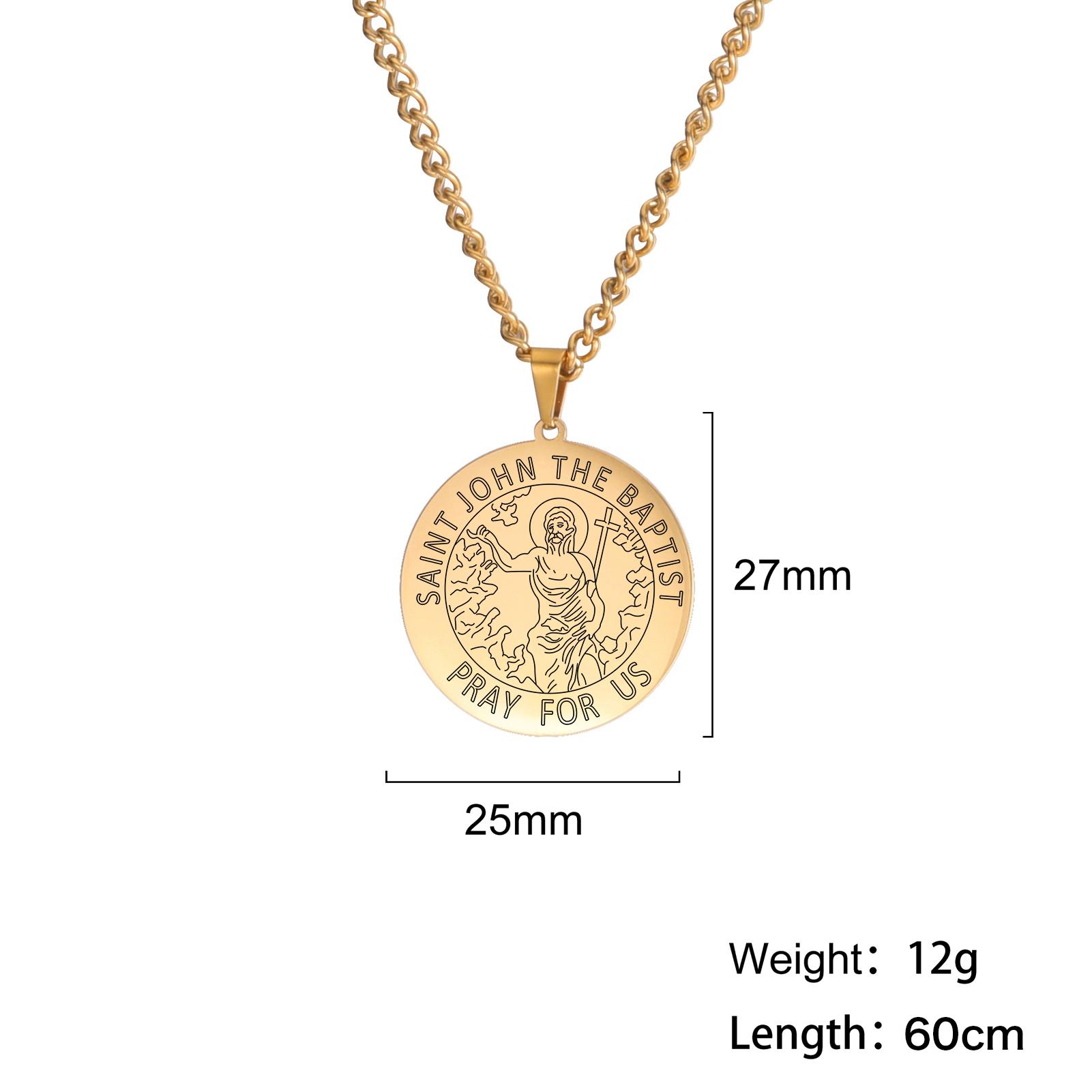 

My Shape Saint Florian Medal Amulet Pendant Necklace Men Stainless Steel Joshua Christopher Michael Nicholas Religious Jewelry 60cm