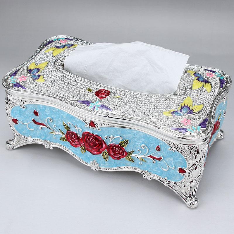 New high-grade extractive tissue box European paper drawer box with drill universal zinc alloy metal paper drawer box