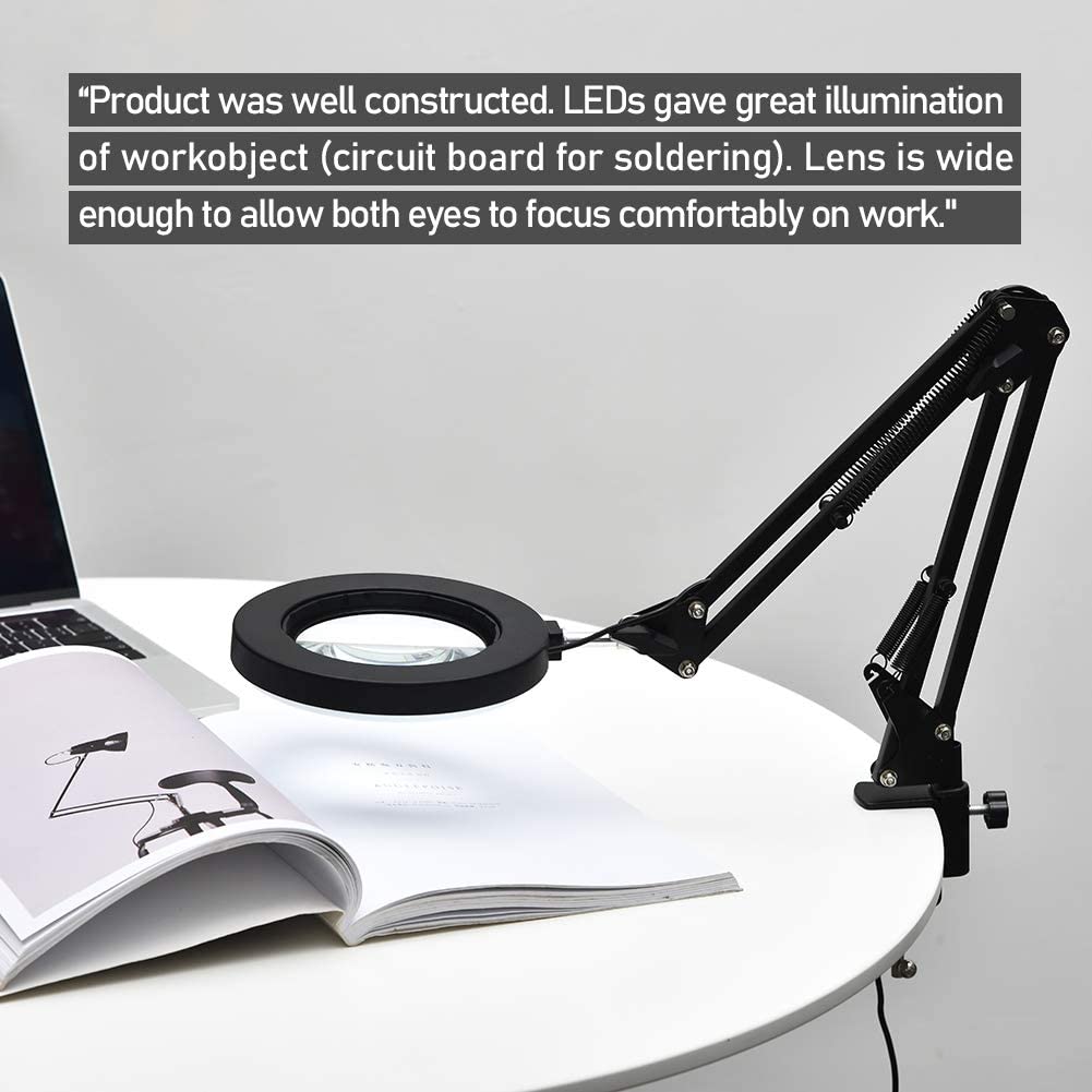 8X 64 LED NEW Illuminated Magnifier USB 3 Colors LED Magnifying Glass for Soldering Iron Repair/Table Lamp/Skincare Beauty Tool