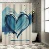 Blue Abstract Heart Shower Curtain - Waterproof, Mildew-Resistant, Machine Washable for Modern Bathroom Decor