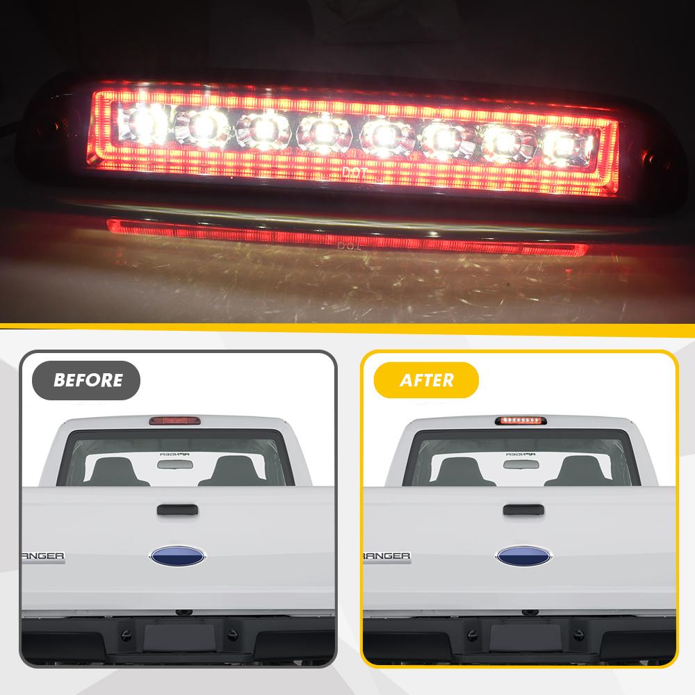 For Ford Ranger 93-11 Ford F-250 F-350 99-16 Super Duty Smoke Cargo 3RD Third Brake Lights LED Rear Cargo High Mount Stop Light