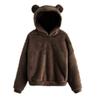 Damen Kapuzenpullover mit Bärenohren Flauschiger Sherpa Fleece Pullover Langarm Niedlich Locker Freizeit Warm Plüsch Kapuzenpullover Oberteile