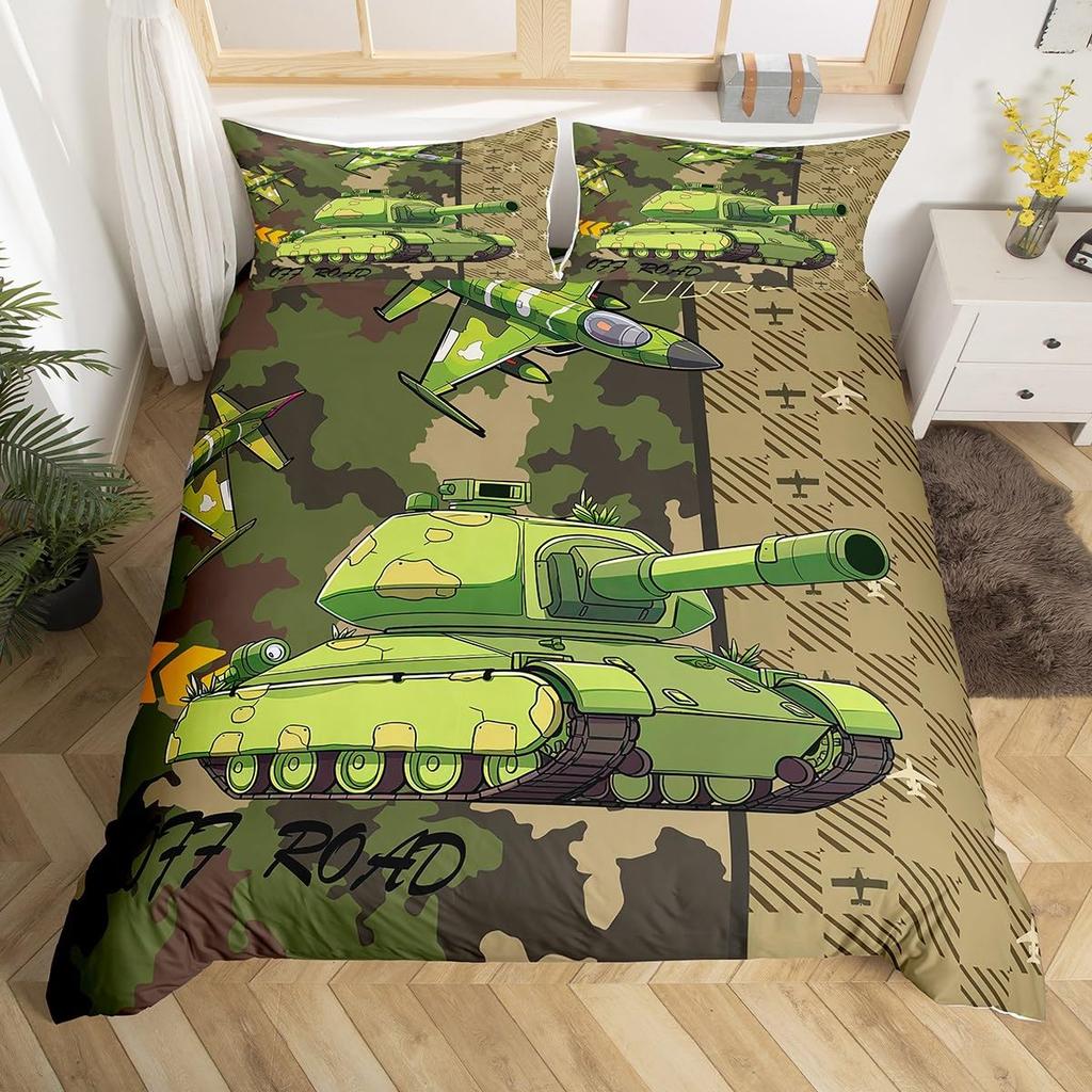 Armee Bettbezug-Sets für Teenager Erwachsene Queen Bettdeckenbezüge Leichtgewichtige Daunen Zimmerdekor 2 Kissenbezüge 1 Bettbezug Keine Bettdecke