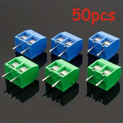 50PCS KF301 Screw 2Pin 5.0mm Straight Pin PCB Screw Terminal Block Connector