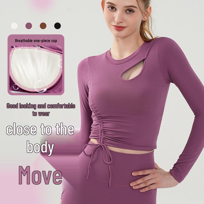 

Women s High-End Slimming Long Sleeve Yoga Top with Chest Pads S
