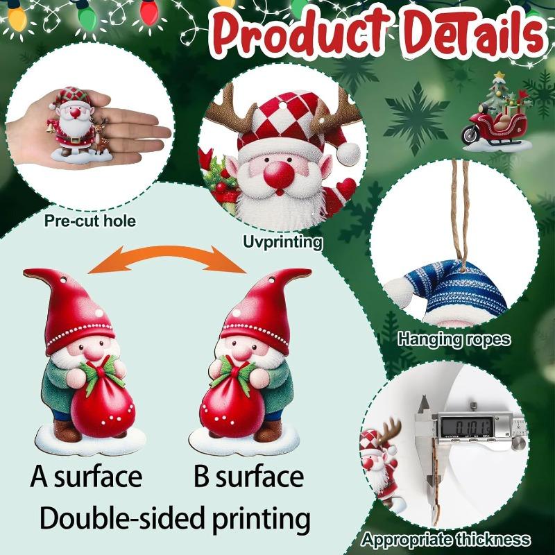 12/24pcs/set New Creative Wooden Christmas Dwarf Gnome Decoration Small Hanging Christmas Tree Decoration Wooden Plaque Set