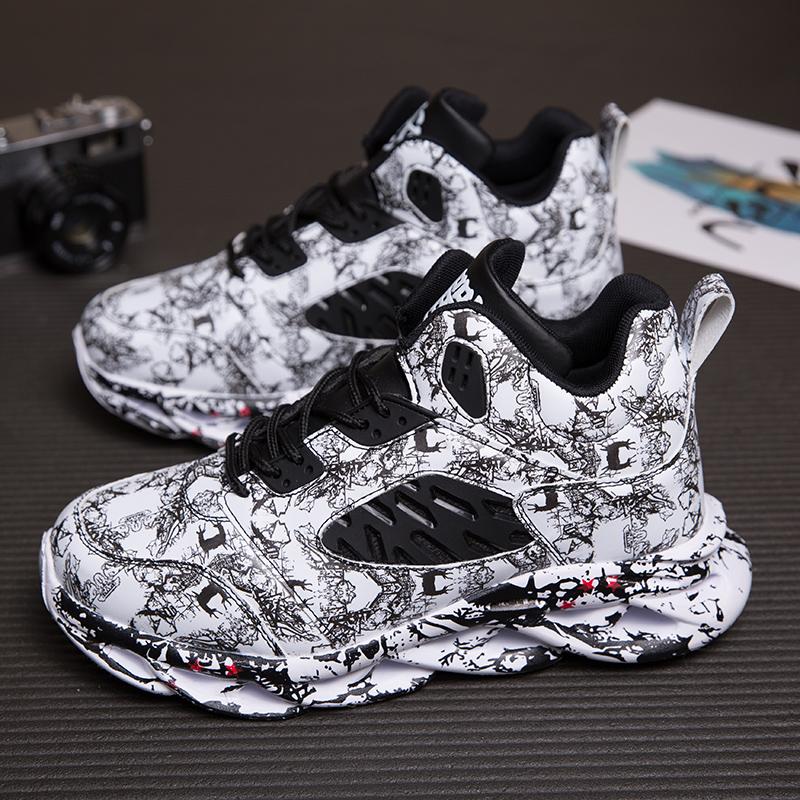 Fashion Graffiti Shoes Mens Outdoor Shoes Sports Running Shoes PU Leather