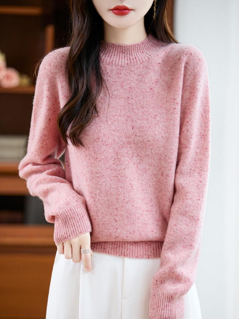 Seamless Thickened Speckle Wool Sweater: Autumn/Winter Fashion Half-High Neck