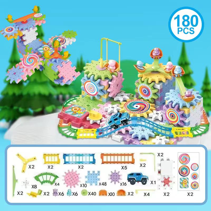 Children's Electric Gear Building Blocks: Educational Track Puzzle Toy for Boys and Girls