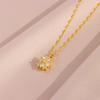 New In Gold Plated Fashion Lucky Rotatable Sakura Pendant Necklaces For Women Female Stainless Steel Clavicle Chain Jewelry